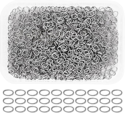 Mandala Crafts 8X6mm Stainless Steel Oval Jump Rings Jewelry Findings Metal O Rings for Jewelry Making Supplies - 200 Small Open Jump Rings Kit for Necklace Earring