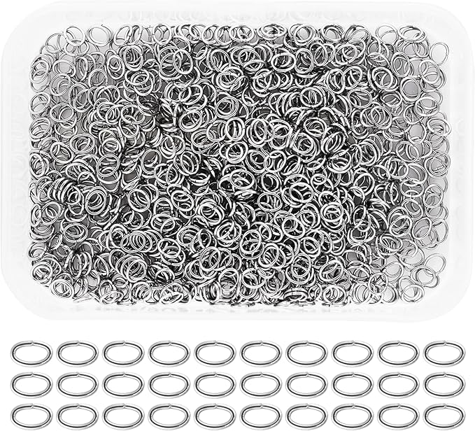 Mandala Crafts 4X3mm Stainless Steel Oval Jump Rings Jewelry Findings Metal O Rings for Jewelry Making Supplies - 1000 Small Open Jump Rings Kit for Necklace Earring