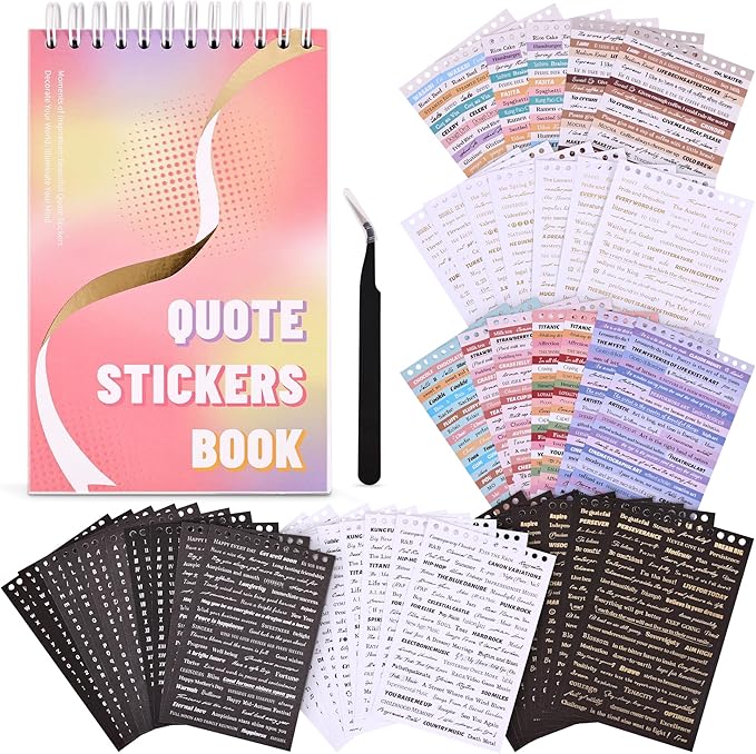3000+ Pcs Word Stickers for Journaling, 50 Sheets Quote Sticker Gold Foil Art Scrapbook Stickers for Junk Journal, Inspiring Positive Small Talk Scrapbooking Supplies DIY Gift for Women Teen Girls