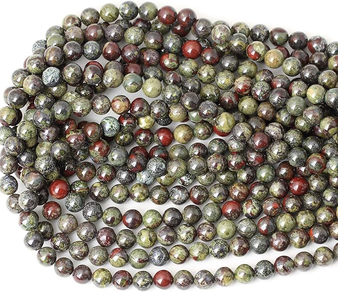 cheavian 45pcs 8mm natural dragon blood jasper gemstone round loose beads for jewelry making 1 strand 15"