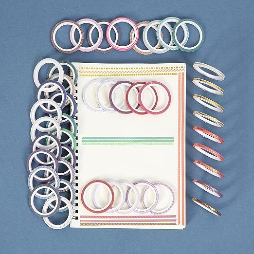 Mr. Pen- Skinny Washi Tape Set, 48 Rolls, Gold Foil Print, 3mm Wide Thin Washi Tape, Gold Foil Washi Tape, Decorative Tape, Washi Tapes, Scrapbook Tape, Scrapbook Washi Tape for Journaling, Craft Tape