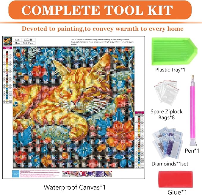 igoodom Diamond Art Kits for Adults, Cat Diamond Painting Kit, Full Drill Round Cat Diamond Art Kits, DIY Gem Art and Crafts for Home Wall Decor Gift 14x14inch