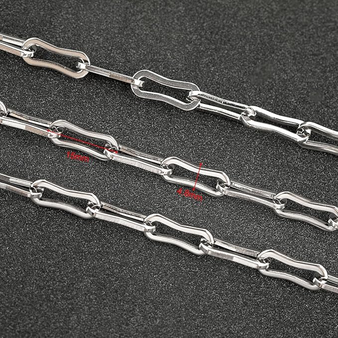 UMAOKANG 13 Feet Stainless Steel Chains for Jewelry Making Oval Paperclip Chain Roll Jewelry Making Chains with Jewelry Findings