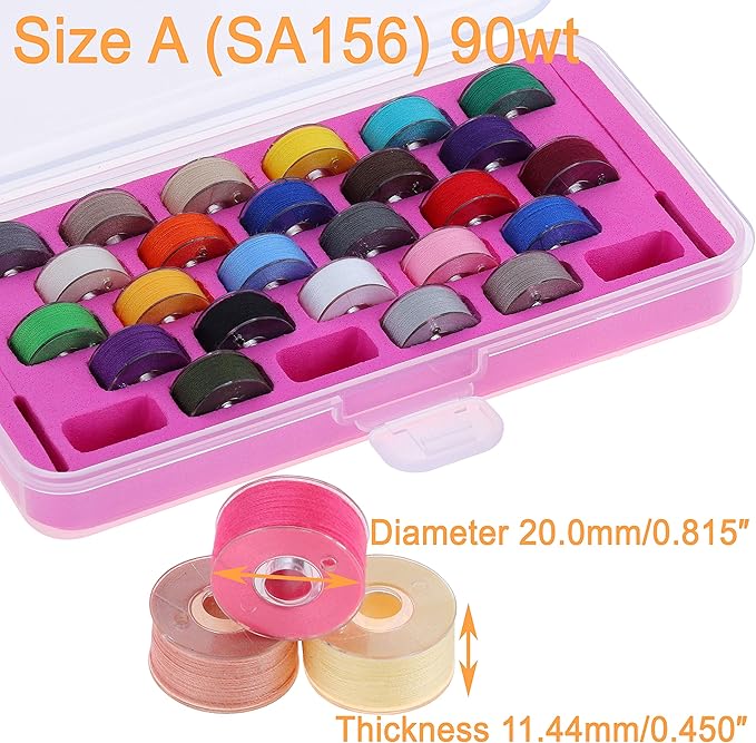 New brothread 28pcs Assorted Colors 60S/2 (90WT) Prewound Bobbin Thread Plastic Size A SA156 for Embroidery and Sewing Machines DIY Embroidery Sewing Thread Cottonized Soft Feel Polyester Thread