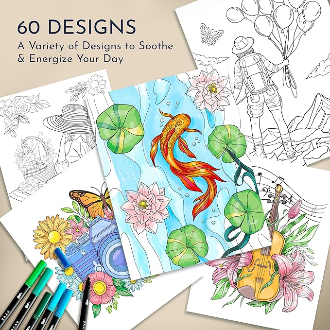 RYVE Mandala Coloring Book for Adults (2 Pack) – 60 Unique Mandalas for Relaxation, Anxiety & Stress Relief – Mindfulness Adult Coloring Book for Women & Men, Inspirational Gifts for Women
