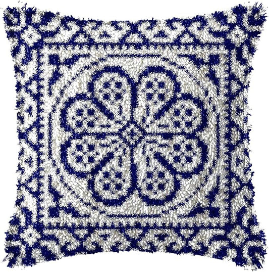 LAPATAIN Latch Hook Kits for DIY Throw Pillow Cover,Carpet Pattern Needlework Cushion Cover Hand Craft Crochet for Great Family 17X17inch