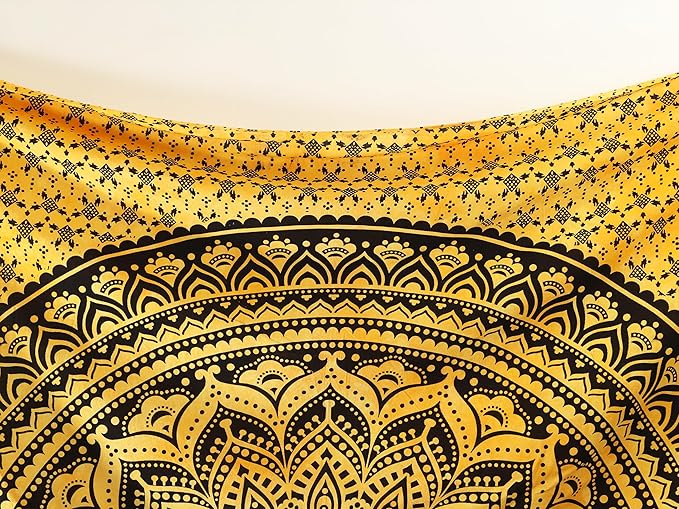 popular handicrafts queen mandala hippie tie dye psychedelic ombre tapestry wall hanging - indian maditation gypsy bohemian hippy dorm room decor yellow 81x88 inch