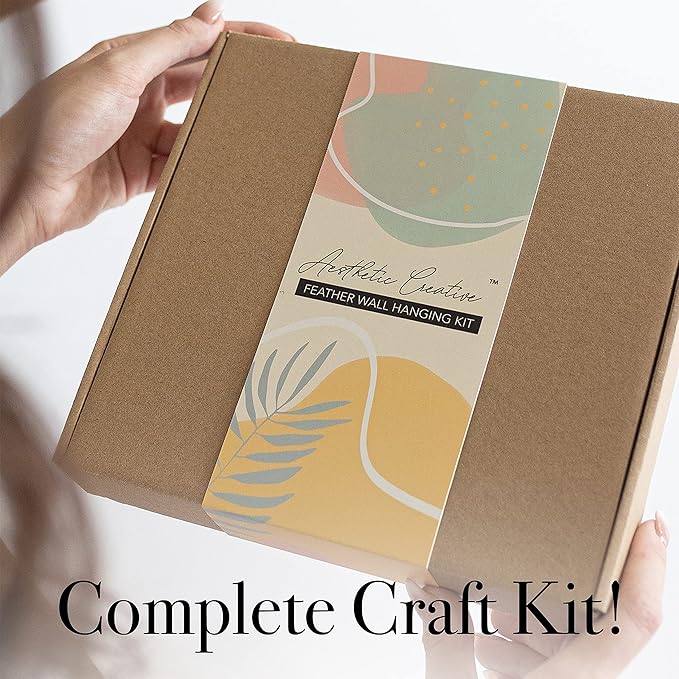 DIY Macrame Kit, Feather Dream Catcher Wall Hanging Kits for Teens & Adult Beginners, Craft Supplies for Boho Art Project-Macrame Cord, Gold Hoop, Accessories & Instructions (Salmon)