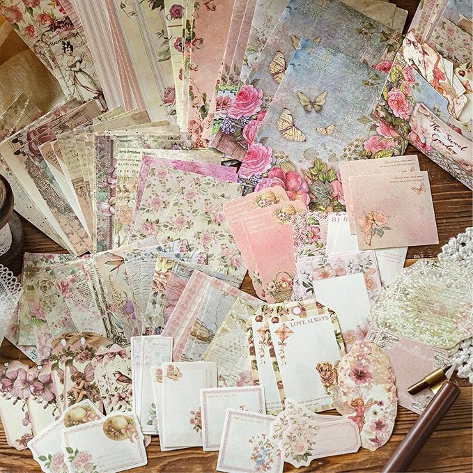 400PCS Vintage Scrapbook Paper Journaling Scrapbooking Supplies Kit Decorative Craft Paper Assorted for Bullet Junk Journals Card Making Crafts, County Post Office