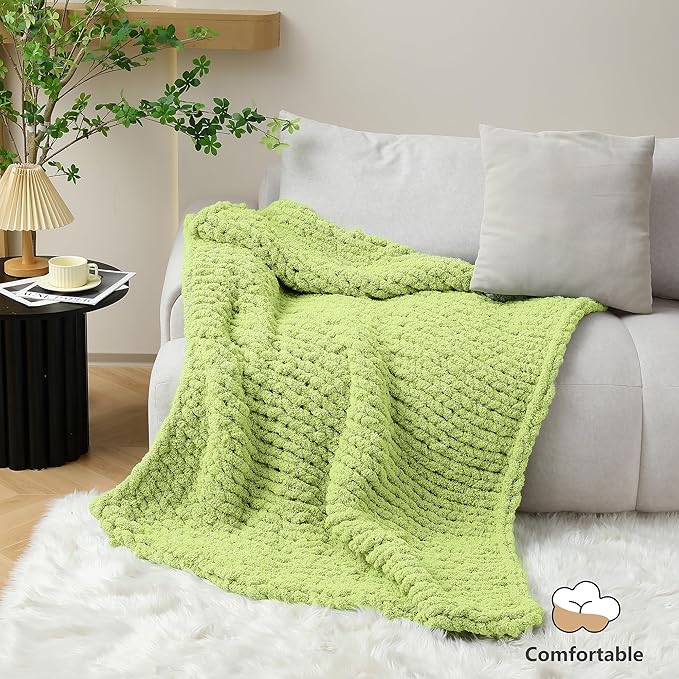 Chunky Yarn for Hand Knitting - #10 Chunky Chenille Yarn, Jumbo Big Thick Chunky Yarns for Crocheting, Super Bulky Chunky Knit Blanket Yarns, 8 Skein (25 yds 8 oz Each Skein), Lemon Lime