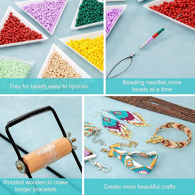 PP OPOUNT Value Bead Loom Kit, 11343 PCS Loom Beading Supplies with Lots of Seed Beads, Complete Jewelry Making Tools and Accessories, Beading Loom Kits for Adults Jewelry Making Bracelets Belts