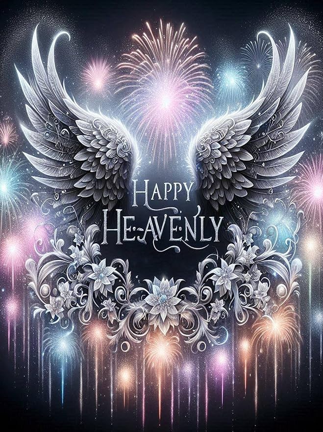 Meothan Diamond Art Kits for Adults, 5D DIY Angel Wings Diamond Painting Kits for Beginners, Diamond Dots Gem Arts Crafts Kits for Living Room Bedroom Home Wall Decor 12X16 in (Happy Heavenly)