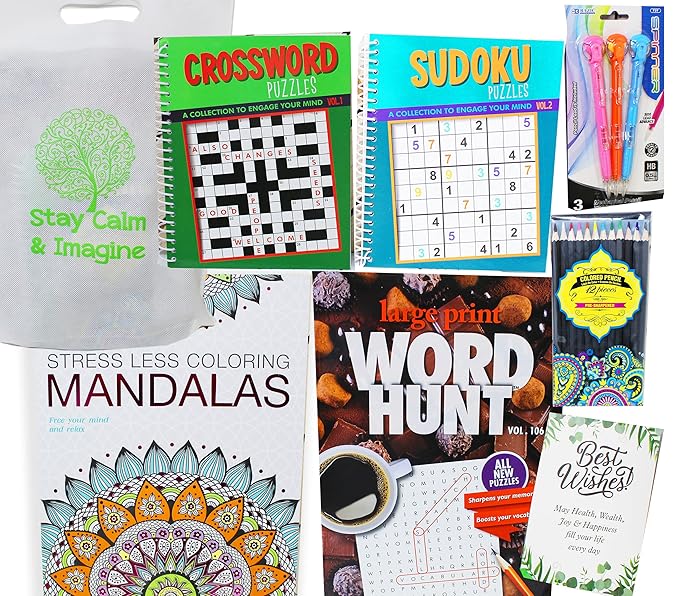 Get Well Soon Art kit home activities adult coloring books & pencils care package | Gift basket feel better soon gift for sick friend women, men, covid or after surgery for Stress relief & Relaxation