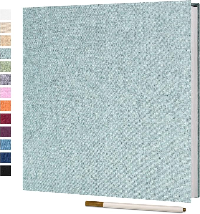Vienrose Large Photo Album Self Adhesive for 4x6 8x10 10x12 Pictures Scrapbook Album DIY Scrap Book 40 Sticky Pages with A Metallic Pen 13"x12.6"40 Pages Turquoise
