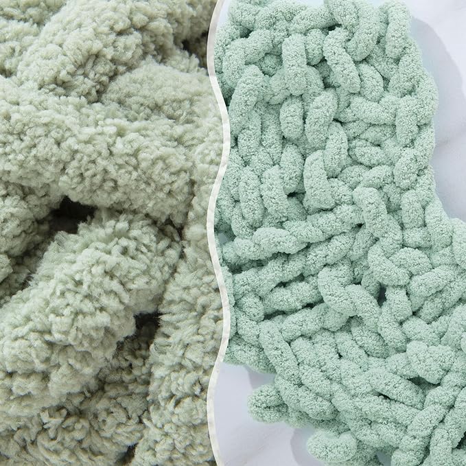MABOZOO Assorted Chunky Yarn for Crocheting 8 Pack - Fluffy Jumbo Chenille, Soft Plush Bulky, Giant Thick Fuzzy for Hand or Arm Knitting - Green Multi (31.7 Yds, 8 Oz Each Skein)