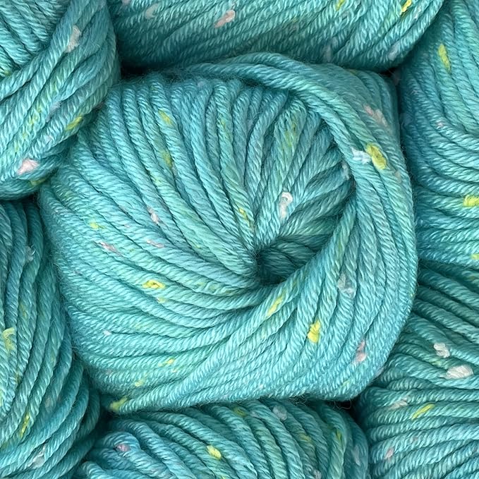 Tweed Twinkles Soft Baby Yarn for Crocheting, 8-Pack (696Yds / 400G), Free Patterns - Acrylic Baby Blanket Knitting Yarn with Flecks - Size 3 DK Light Worsted Weight - Mint Blue