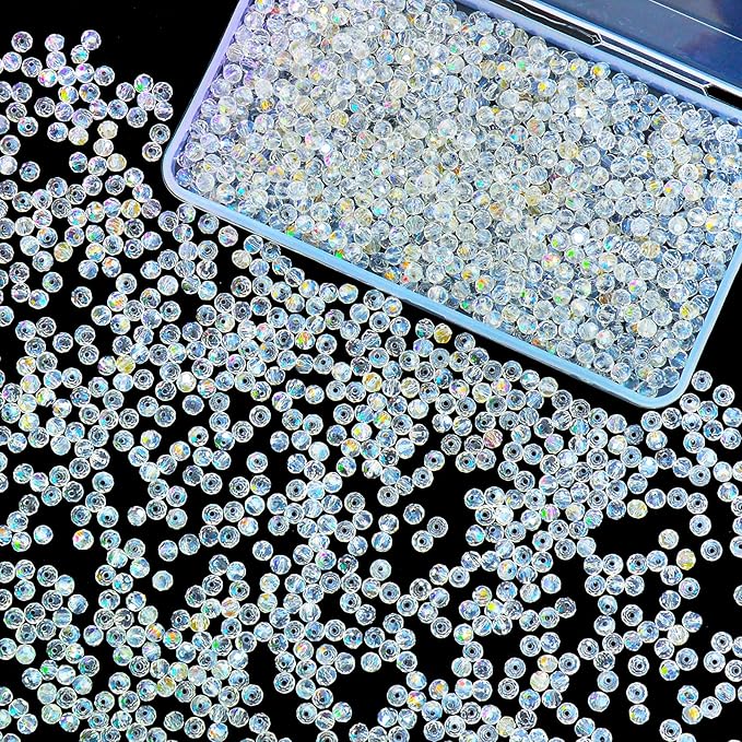 laopottbeads 1200pcs 4mm crystal glass beads for jewelry making beads for bracelets necklace pendants making supplies(white ab color)