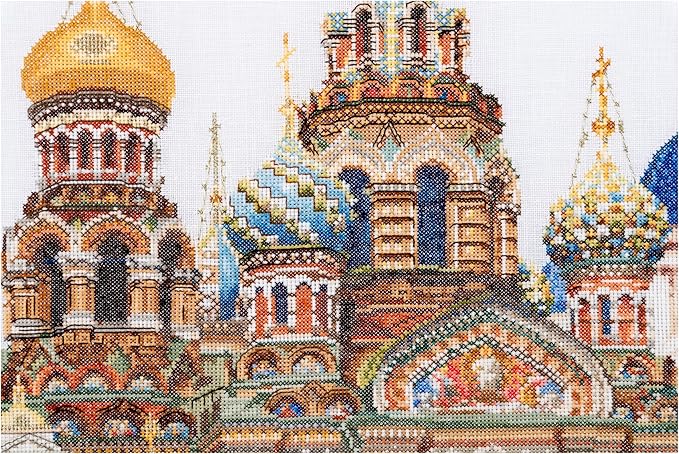 Thea Gouverneur - Counted Cross Stitch Kit - St. Petersburg - Aida - 18 Count - Embroidery Kit for Adults - DMC Embroidery Threads and Other Cross Stitch Supplies Included - 430A