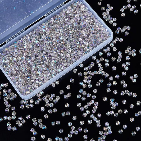 laopottbeads 1100pcs 4mm bicone crystal glass beads for jewelry making, sparkling mini beads for suncatchers, diy bracelets & craft projects (ab phantom purple)