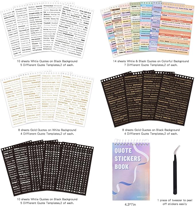 3000+ pcs word stickers for journaling, 50 sheets gold foil art scrapbook quote stickers for junk journal, scrapbooking supplies small talk diy decorative gift for women teen girls