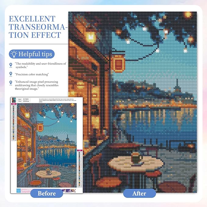 Camocin Diamond Art Kits for Adults Coffee, 5D City Landscape Diamond Painting Kits for Adults Beginners, DIY Street Full Round Dots Drill Gem Art Kit for Gift Home Wall Decor 12 x 16 Inch