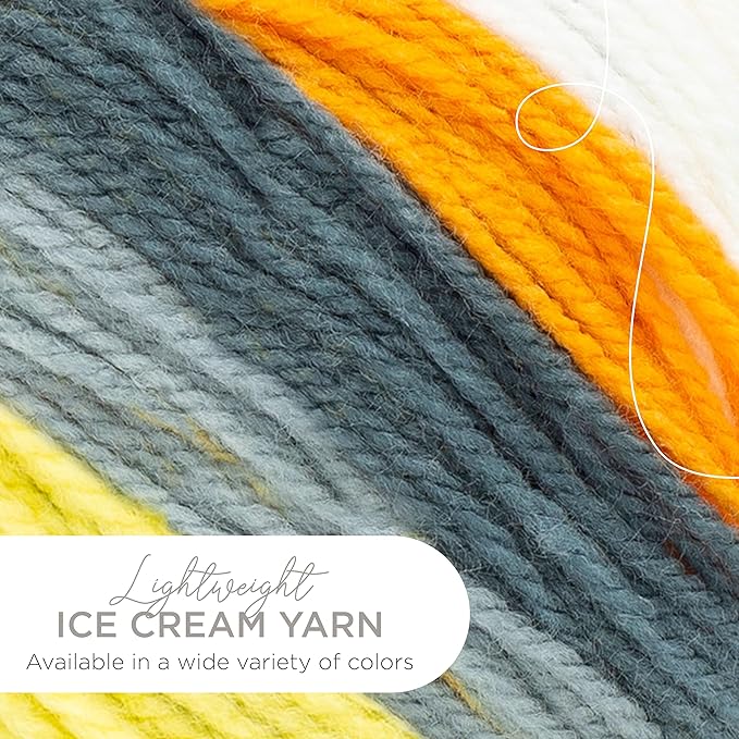 Lion Brand Yarn, Ice Cream Baby Yarn for Knitting, Crochet, and Crafts, Tiger Tail, 3 Pack, DK Weight Colorful Acrylic Fiber for Baby Blankets, Hats, and Sweaters