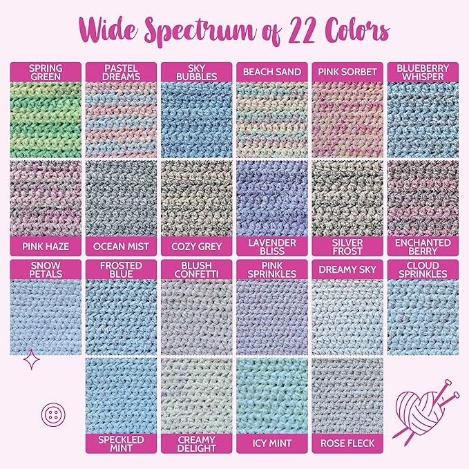 Chenillique Velvet Chenille Yarn for Crocheting, 4-Pack (856Yds / 400G), Free Patterns, Beginners Friendly - Soft Baby Yarn for Knitting Baby Blanket - #4 Medium Worsted Weight - Frosted Blue