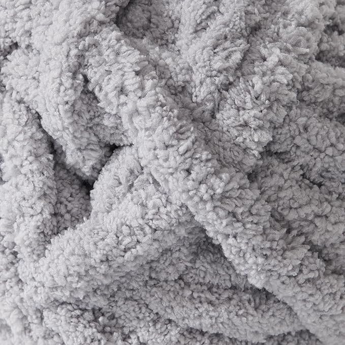 Crafted By Catherine Chunky Chenille Yarn - 8 Pack (8 oz / 227 g, 31.7 Yards Each Skein), Light Grey, Gauge 7 Jumbo