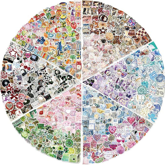 600pcs aesthetics stickers, holographic aesthetic stickers for water bottles, y2k aesthetic sticker for laptop daily planner phone decal girls teens