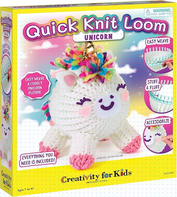 Creativity for Kids Quick Knit Loom Unicorn Plushie - Knitting Craft Kit for Kids - Create a DIY Unicorn Plush Toy (Ages 7+)