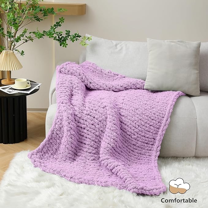 Chunky Yarn for Hand Knitting - #10 Chunky Chenille Yarn, Jumbo Big Thick Chunky Yarns for Crocheting, Super Bulky Chunky Knit Blanket Yarns, 8 Skein (25 yds 8 oz Each Skein), Purple