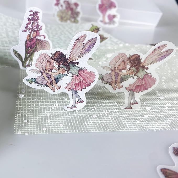 Alideco 80Pcs Vintage Flower Fairy Scrapbooking Stickers Scrapbook Paper Aesthetic Kawaii Girls Stickers for Journaling Assorted Phone Adult（huhuashizhe）