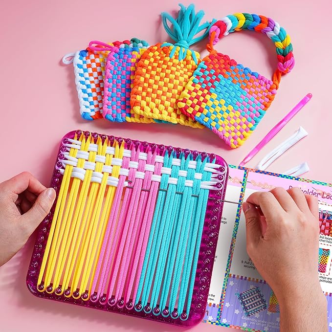 REENLIV Upgraded Weaving Loom Kit Toys for Kids & Adults, DIY Arts & Crafts, Easy Potholder Loom Knitting Activity for Beginners, Ideal Gifts for Girls Ages 5 6 7 8-12 13 Years Old, 252 Craft Loops