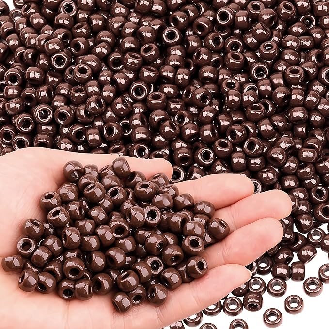 gmma fall brown pony beads for jewelry making 1000 pcs 6x9 plastic beads for friendship bracelets、halloween thanksgiving hair braiding diy bracelet necklace party decoration supplies