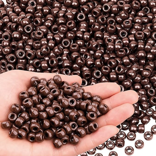 gmma fall brown pony beads for jewelry making 1000 pcs 6x9 plastic beads for friendship bracelets、halloween thanksgiving hair braiding diy bracelet necklace party decoration supplies
