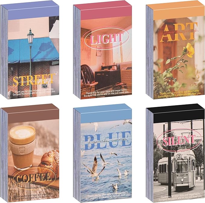 6 sets 300 pcs washi stickers book for journaling, daily scenery life stuff travel sricker vintage aesthetic fashion scrapbook stickers set for bullet journal art diary craft gifts planner notebook