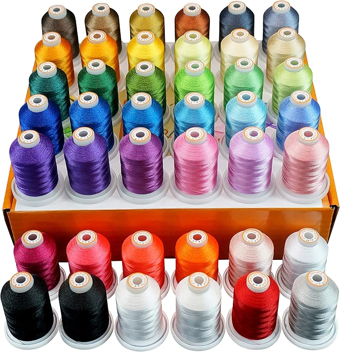 New brothread 42 Spools 1000M (1100Y) Polyester Embroidery Machine Thread Kit for Professional Embroiderer and Beginner Each Spool with Locking Base Resists Thread Tangling
