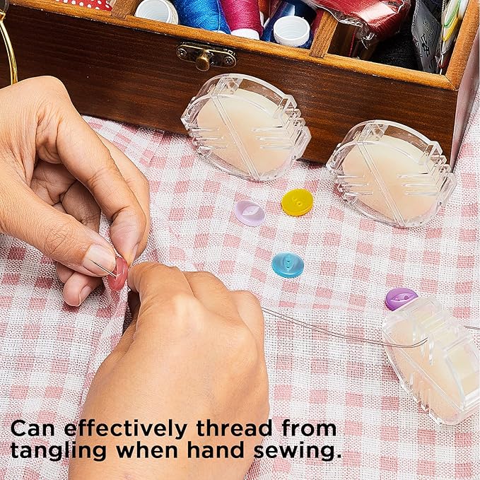 Maitys 2 Pcs Thread Wax Thread Conditioner Beeswax for Hand Sewing Embroidery Beeswax Floss Conditioner for Quilting Sewing Strengthening Line Embroidery Wax (Colorless,Clear Case)
