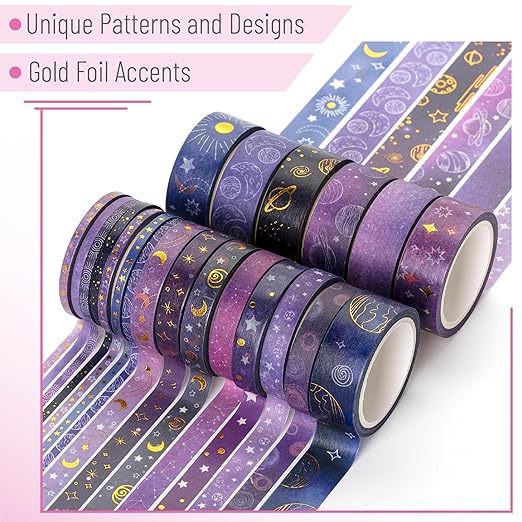 Mr. Pen- Washi Tape Set, 21 Rolls, Outer Space Design, Decorative With Measure Tape, Scrapbook Washi for Journaling, Craft