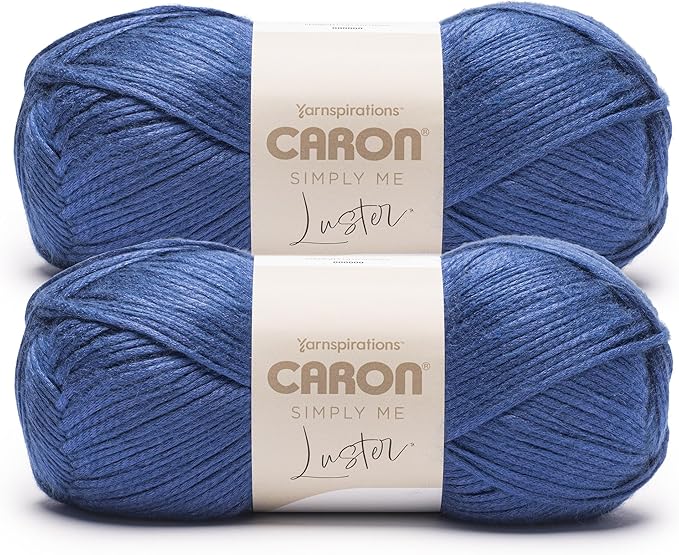 Caron Simply Me Luster Electric Blue Yarn - 2 Pack of 170g/6oz - 65% Nylon, 35% Acrylic - #4 Worsted (Medium) - 360 Yards - Knitting/Crochet