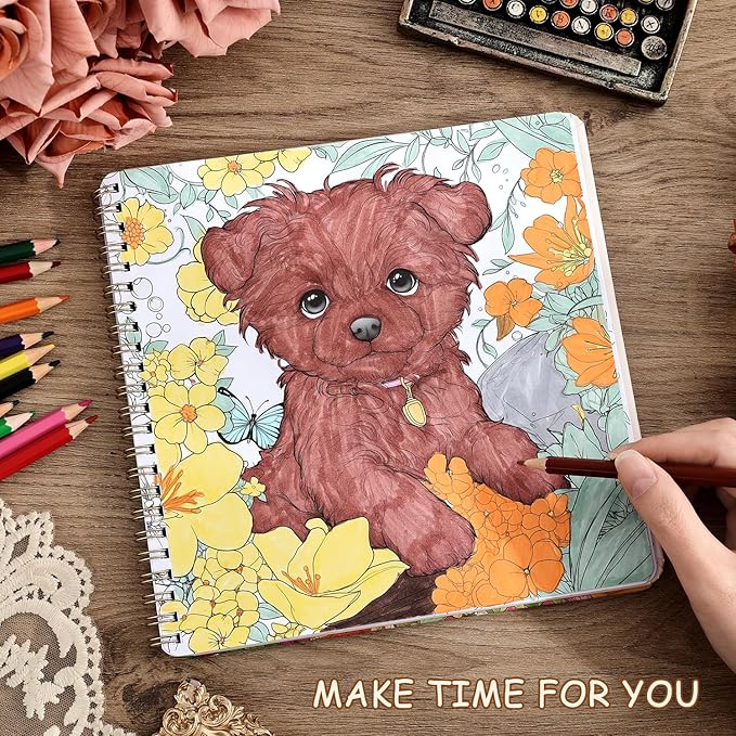 Women's Coloring Book 30 Pages Cute Pets Pattern Coloring Books for Adults to Relax and Relieve Anxiety, Gift for Mother's Day, Birthdays, Christmas, Anniversaries