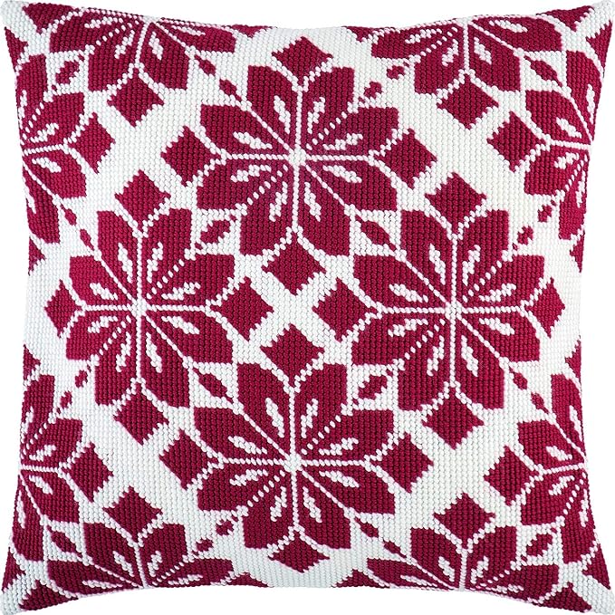 Brvsk Ornamental Embroidery Kit for Adults and Beginners — Nordic Star 16″ × 16″ with Clear, Precise Printed Design on Cotton Canvas; Includes 2 Needles, Yarn, and Easy-Read Chart