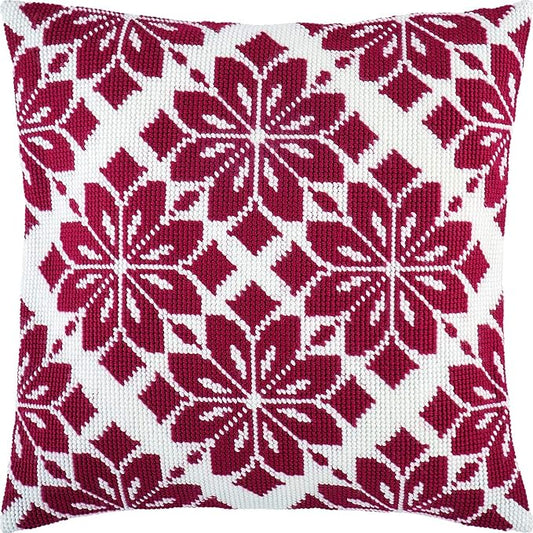 Brvsk Ornamental Embroidery Kit for Adults and Beginners — Nordic Star 16″ × 16″ with Clear, Precise Printed Design on Cotton Canvas; Includes 2 Needles, Yarn, and Easy-Read Chart