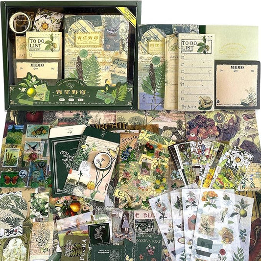 LCLAIDYDY Scrapbooking Supplies Kit,Vintage Botanical Aesthetic Scrapbook Kit,Bullet Junk Journal Kit with Journaling,A6 Grid Notebook,Stationery,Flower DIY Craft Gift for Teen Girl Women