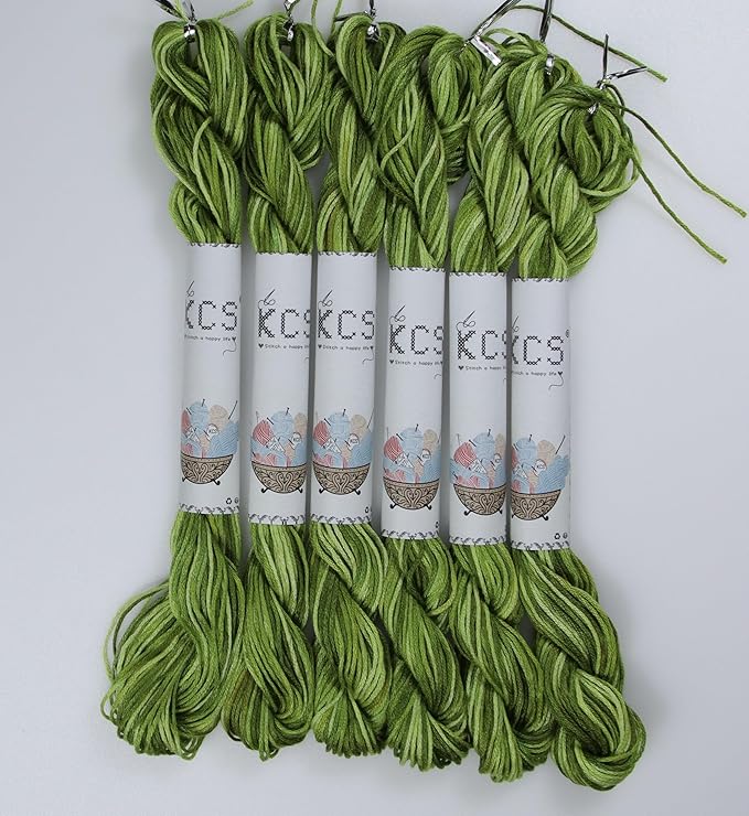 KCS Big skeins of 25 Meters Size 25 Color Variegated Cross Stitch Stranded Threads,6 skeins,94