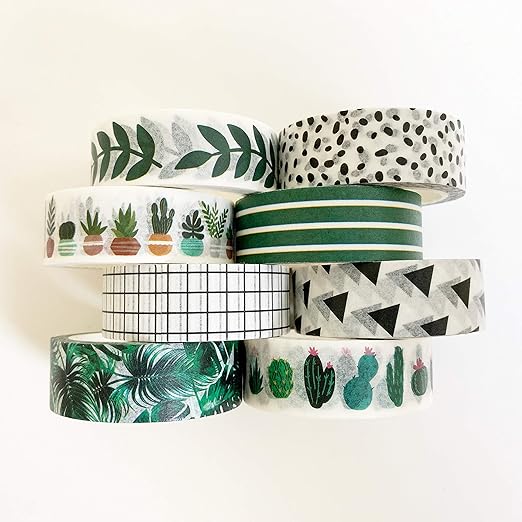 Washi Tape Set of 16 Rolls of 15 mm Wide Cute Decorative Washi Tape for Journaling, Scrapbook, Washy Crafts, Bullet Journals, Planners, DIY Décor, Craft Supplies For Adults & Kids (Meadow)
