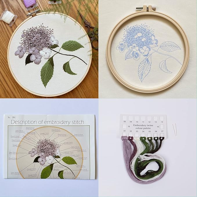 silentsea 3 sets of starter kits for embroidery beginners, including 3* embroidery cloth with patterns, hoop, needle, manual and other manual diy tools needed for embroidery