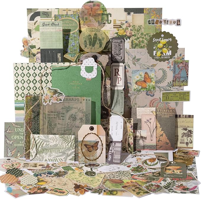 YagCu Aesthetic Scrapbook Kit, Junk Journal Scrapbooking Supplies, Vintage Journaling Set Bullet Journals Material, Large Collection for Women Adults Beginners, Arts Craft Ephemera