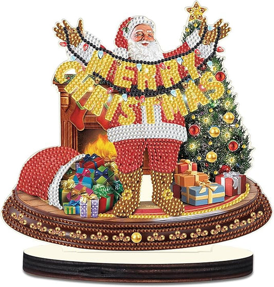 MVVMTOP Christmas Diamond Art Tabletop Decoration, DIY Merry Christmas, Diamond Art 5D Special Shape Crystal Diamond Partial Diamond Painting Mosaic Handicraft, Home Office Tabletop Decor Gift