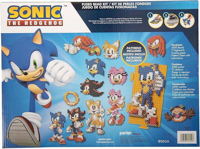 Perler 80-57249 Sonic The Hedgehog Deluxe Fused Bead Craft Activity Kit with 14 Projects, Multicolor, 4504 Pieces